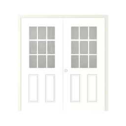 Steel 9-Lite Double Door Insulated Pre-Hung - (Right Inswing) - 72